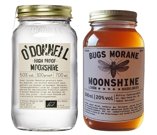 Bugs Morane & O`Donnell Moonshine I Gangs of Chicago - Edition I Premium Schnaps nach Amerikanischer Tradition | vegan | natürliche Zutaten | Geschenkidee (North Side Nuts/High Proof) von Generisch