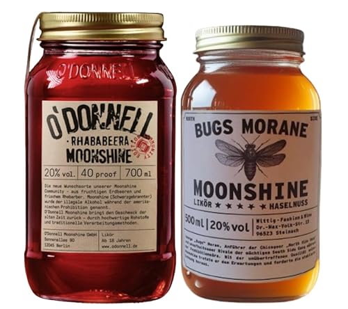 Bugs Morane & O`Donnell Moonshine I Gangs of Chicago - Edition I Premium Schnaps nach Amerikanischer Tradition | vegan | natürliche Zutaten | Geschenkidee (North Side Nuts/Rhababeera) von Generisch