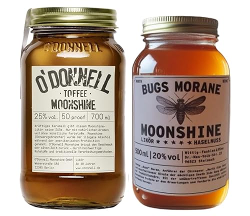 Bugs Morane & O`Donnell Moonshine I Gangs of Chicago - Edition I Premium Schnaps nach Amerikanischer Tradition | vegan | natürliche Zutaten | Geschenkidee (North Side Nuts/Toffee) von Generisch