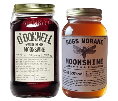 Bugs Morane & O`Donnell Moonshine I Gangs of Chicago - Edition I Premium Schnaps nach Amerikanischer Tradition | vegan | natürliche Zutaten | Geschenkidee (North Side Nuts/Wilde Beere) von Generisch