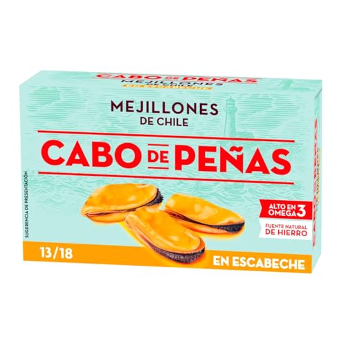 CABO DE PEÑAS Chilenische Miesmuscheln in Escabeche 13/18 Stück Dose 69 g 9er-Packung. von Generisch