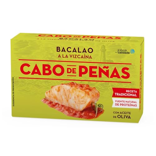 CABO DE PEÑAS Stockfisch nach Vizcaya-Art mit Olivenöl, Dose 70 g. 9er Pack von Generisch