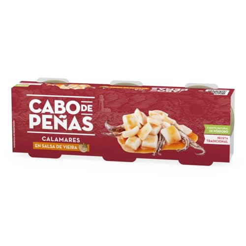 CABO DE PEÑAS Tintenfisch in Jakobsmuschelsoße, Stücke, Dose 45 g. 6er-Packung von Generisch