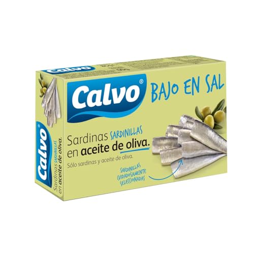 CALVO Sardinen in Olivenöl mit reduziertem Salzgehalt 60 g. 9er-Pack von Generisch