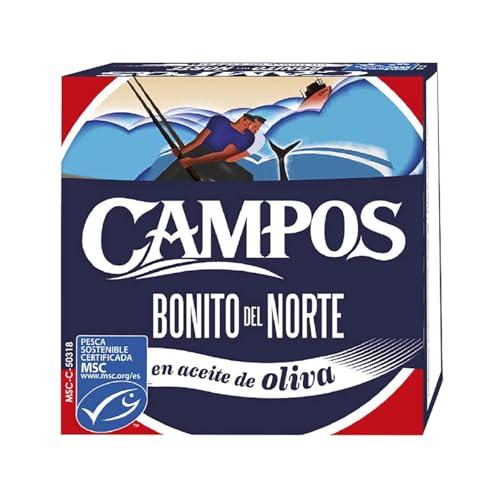 CAMPOS Weißer Thunfisch aus dem Norden in Olivenöl MSC (Zertifizierte nachhaltige Fischerei) 60 g. 9er-Pack von Generisch