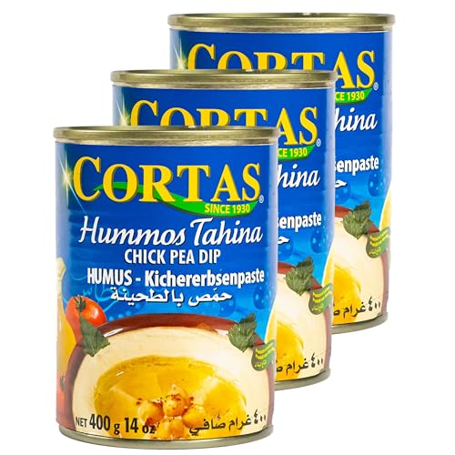 CORTAS - 3er Pack Original arabisches Kichererbsenpüree Hummus Tahina in 400 g Dose - Typisch orientalische Spezialität Humus Kichererbsenpaste Chick Pea Dip aus Libanon von Generisch