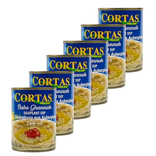 CORTAS - 6er Pack Original arabisches Baba Ghanoush Auberginendip in 380 g Dose - Auberginenpüree typisch orientalische Spezialität ideal zum Dippen oder als Brotaufstrich aus Libanon von Generisch