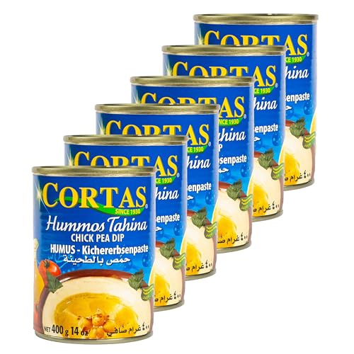 CORTAS - 6er Pack Original arabisches Kichererbsenpüree Hummus Tahina in 400 g Dose - Typisch orientalische Spezialität Humus Kichererbsenpaste Chick Pea Dip aus Libanon von Generisch