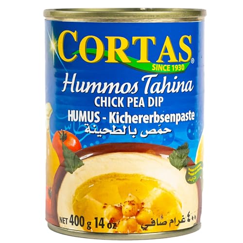 CORTAS - Original arabisches Kichererbsenpüree Hummus Tahina in 400 g Dose - Typisch orientalische Spezialität Humus Kichererbsenpaste Chick Pea Dip ideal zum Dippen oder als Brotaufstrich aus Libanon von Generisch