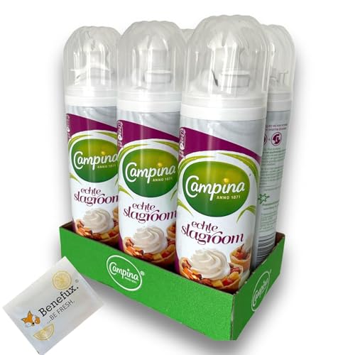 Campina Schlagsahne Sparpaket 6x 244ml (250g) echte Slagroom Holland + Benefux. Erfrischungstuch von Generisch