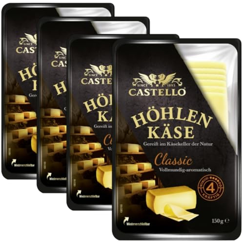 Casstelloo Käse Höhlenkäse Classic Scheibenkäse Käse 150 Gramm, 4er von Generisch