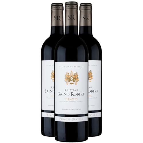 Château Saint-Robert Cuvée Poncet-Deville Rotwein 2019 - g.U. Graves - Bordeaux Frankreich - Rebsorte Merlot, Cabernet Sauvignon - 3x75cl von Generisch