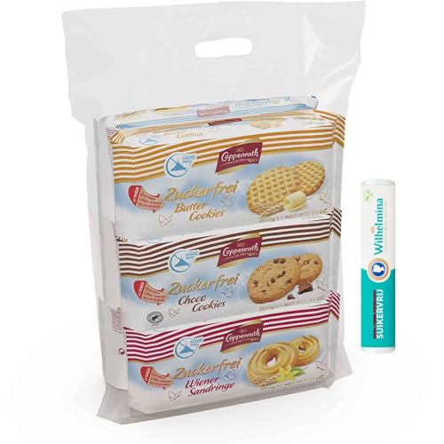 Coppenrath Tragetasche zuckerfreies Feinbäck (6 x 200 g) + Wilhelmina Pfefferminz zuckerfrei 37 g von Generisch