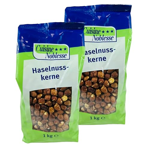 Cuisine Noblesse - 2er Pack Premium Haselnusskerne 1 kg Packung in Gastro-Qualität - 100% Naturbelassen (mit Haut) - Haselnüsse ungesalzen und ungeröstet - Natur Haselnuss Kerne ganz ohne Zusätze von Generisch