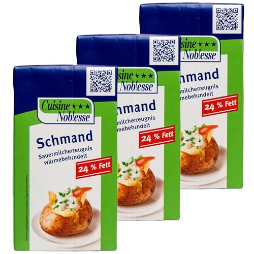 Cuisine Noblesse - 3er Pack Schmand haltbar 24% Fett in 1 kg Packung - H-Schmand Sauermilcherzeugnis wärmebehandelt ideal zum Kochen - Für die Gastro und Großverbraucher von Generisch