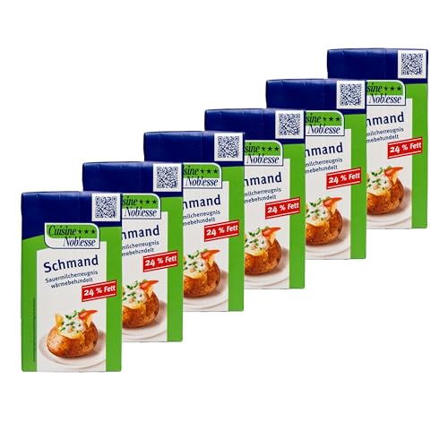 Cuisine Noblesse - 6er Pack Schmand haltbar 24% Fett in 1 kg Packung - H-Schmand Sauermilcherzeugnis wärmebehandelt ideal zum Kochen - Für die Gastro und Großverbraucher von Generisch