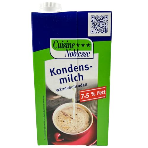 Cuisine Noblesse - Professional Kondensmilch 1 Liter Großpackung in Gastro-Qualität - Kaffeemilch mit Schraubverschluss (fettarm 7,5% Fett) von Generisch