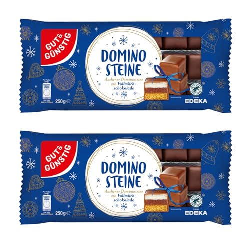 Dominosteine Schokolade Vollmilch 2er Pack (2x250g Packung) doppelt gefüllt mit 35% Fruchtfüllung und 24% Persipan Weihnachtsgebäck Adventszeit Weihnachten Süßigkeiten von Gut und Günstig von Generisch