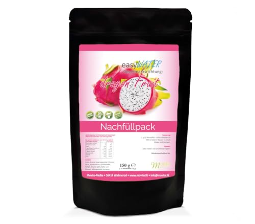 Dragon Fruit easyWater Getränkepulver│ Zuckerfreies Geschmackspulver für erfrischende Getränke │Nur 5 Kalorien auf 500ml Wasser│ohne Aspartam│Inhalt: 75 Portionen von Generisch