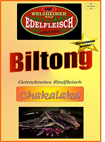 Edelfleisch 300 Gramm Biltong Beef Jerky Eigene Herstellung versch. Sorten am Stück/Stix… (Chakalaka) von Generisch