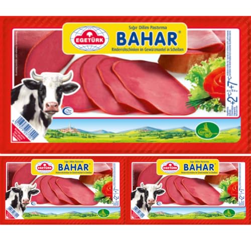 Egeturk Bahar Pastrami Rindfleisch Pastirma Salami türkischer Geschmack Halal Fleisch 100 g x 3 Pack von Pufai von Generisch