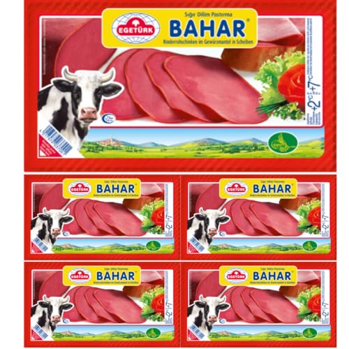 Egeturk Bahar Pastrami Rindfleisch Pastirma Salami türkischer Geschmack Halal Fleisch 100 g x 5 Stück von Pufai von Generisch