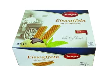 Eis Waffeln mit Vanillefüllung | Vanille Creme Waffeln 500 Stück von STENGER | Waffeln für Eisbecher & Desserts Großpackung für Gastronomie von Generisch