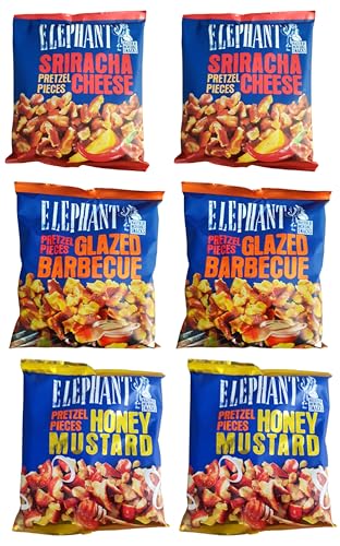 Elephant Pieces Honey Mustard Brezelstücke Mit Honig- Senfgeschmack 2 x 125g | Elephant Pieces Sriracha Cheese Brezelstücke Mit Sriracha- Käsegeschmack 2 x 125g |Elephant Pieces BBQ 2 x 125g von Generisch