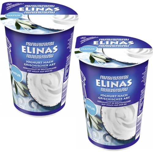 Elinas Joghurt nach Griechischer Art Natur 500 Gramm x 2 Stück [Frischegarantie] mit Pufai Grocery von Generisch