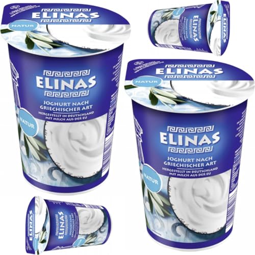 Elinas Joghurt nach Griechischer Art Natur 500 Gramm x 4 Stück [Frischegarantie] mit Pufai Grocery von Generisch