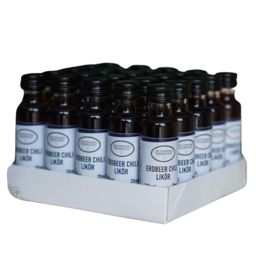 Erdbeer Chili LIkör klein 2 CL Shot | original Erdbeer-Likör mit Chili Alte Gutsbrennerei Philipp Koch | 25x 20 ML Partyshot Erdbeere Chili Likör | Schnaps Shot fruchtig & dezent scharf von Generisch