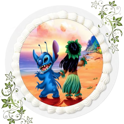 FONDANT Tortenbild, Zuckerbild mit Motiv, Essbares Foto für Torten, Tortenbild, Tortenaufleger Ø 20cm FONDANT Lilo (Nr. 10) von Generisch