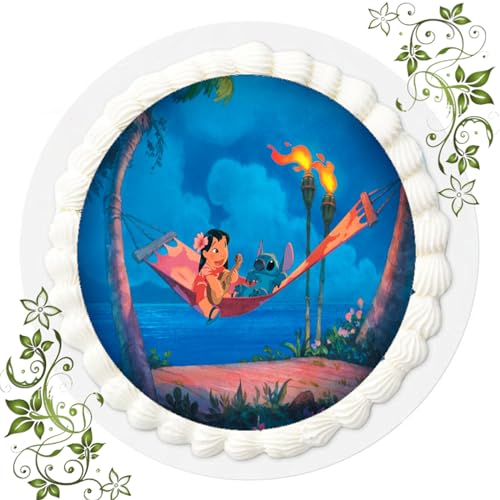 FONDANT Tortenbild, Zuckerbild mit Motiv, Essbares Foto für Torten, Tortenbild, Tortenaufleger Ø 20cm FONDANT Lilo (Nr. 6) von Generisch