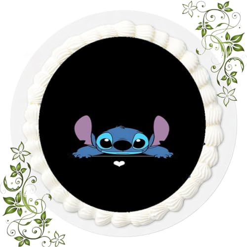 FONDANT Tortenbild, Zuckerbild mit Motiv, Essbares Foto für Torten, Tortenbild, Tortenaufleger Ø 20cm FONDANT Lilo & Stitch (Nr. 1) von Generisch