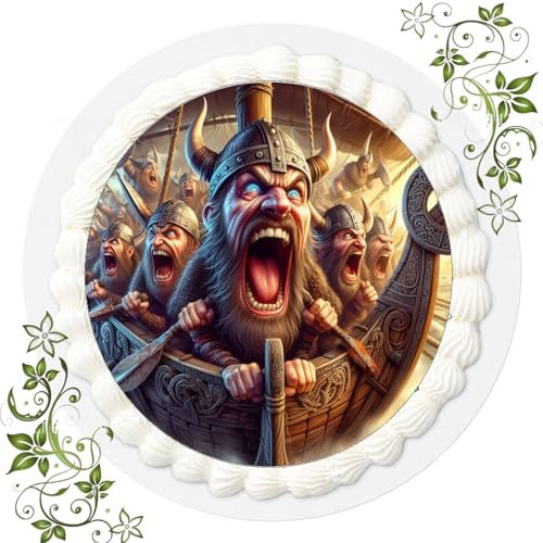 FONDANT Tortenbild, Zuckerbild mit Motiv, Essbares Foto für Torten, Tortenbild, Tortenaufleger Ø 20cm FONDANT Viking Wikinger Nr. 3 von Generisch