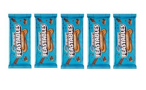 Feastables MrBeast Erdnussbutter Schokoriegel – MR Beast Chocolate, 5 Schokoladentafeln á 60g - Ideal als Geschenk, Weihnachten und Geburtstagsfeiern. von Generisch