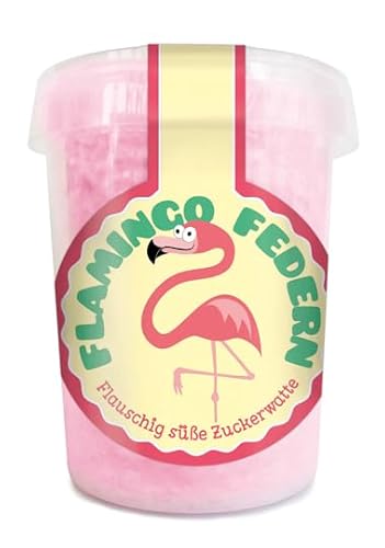 Flamingo Federn - 30 g Zuckerwatte mit Erdbeergeschmack | Lustige Geschenkidee | fluffige Zuckerwatte wie auf dem Jahrmarkt von Generisch