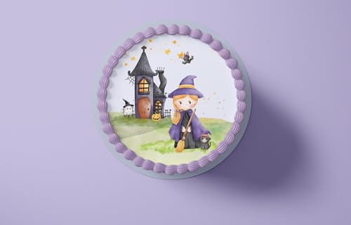 Fondant Tortenaufleger Tortenbild Geburtstag Vegan Hexe/Halloween L1 von Generisch