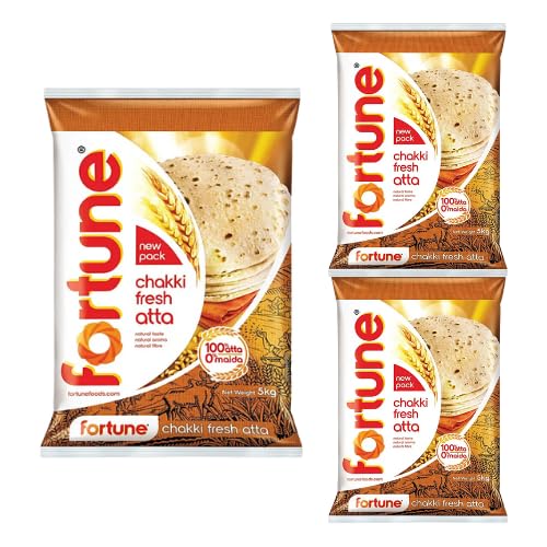 Fortune Chakki Atta/Vollkornmehl/Chapati Atta (Bündel mit 3 x 5 kg) – 15 kg Exportpackung von Generisch