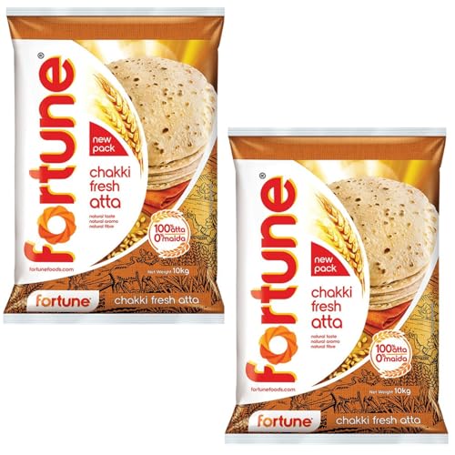 Fortune Chakki Atta/Vollkornmehl/Chapati Mehl (Bündel mit 2 x 10 kg) – 20 kg Exportpackung von Generisch