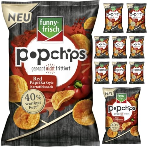 Funn frisch Popchips Red Paprika Style Chips Cracker 80 gramm x 10 Stück mit Pufai von Generisch