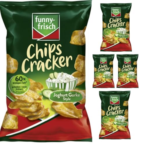 Funny-frisch Chips Cracker Joghurt Gurke Style Chips Cracker 90 gramm x 5 Stück mit Pufai Grocery von Generisch