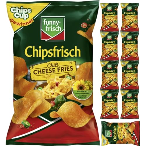 Funny-frisch Chipsfrisch Chili Cheese Fries Style Chips Cracker 150 gramm x 10 Stück mit Pufai von Generisch