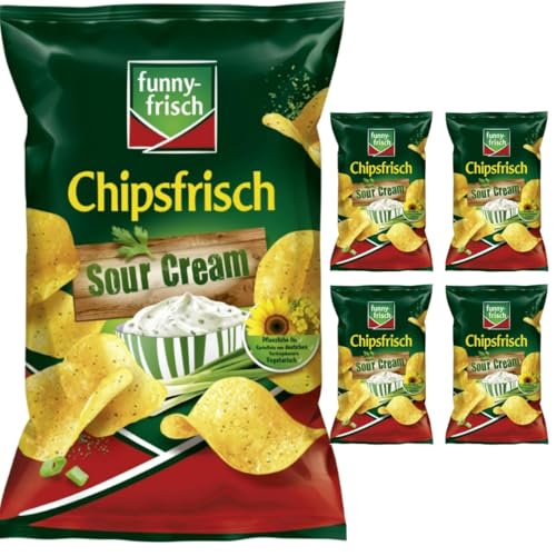 Funny-frisch Chipsfrisch Sour Cream Chips Cracker 150 gramm x 5 Stück mit Pufai von Generisch