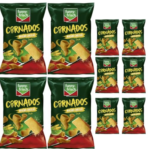 Funny-frisch Cornados Nacho Cheese Chips Cracker 80 gramm x 10 Stück MİT Pufai von Generisch