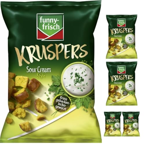 Funny-frisch Kruspers Sour Cream Chips Cracker 120 gramm x 5 Stück mit Pufai von Generisch