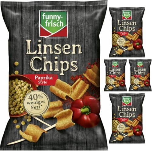 Funny-frisch Linsen Chips Paprika Style Chips Cracker 90 gramm x 5 Stück mit Pufai von Generisch