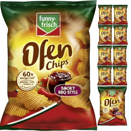 Funny-frisch Ofen Chips Smoky BBQ Style Chips Cracker 125 gramm x 10 Stück mit Pufai von Generisch