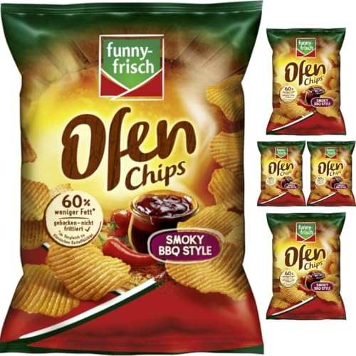 Funny-frisch Ofen Chips Smoky BBQ Style Chips Cracker 125 gramm x 5 Stück mit Pufai Grocery von Generisch