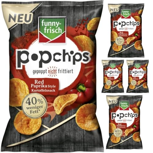 Funny-frisch Popchips Red Paprika Style Chips Cracker 80 gramm x 5 Stück mit Pufai Grocery von Generisch